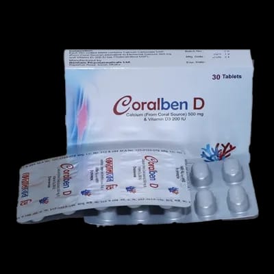 Tablet Coralben D 500mg+200iu (30pcs)